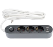 Extensão elétrica com interrruptor 3 tomadas + 3 USB