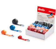 Caixa expositora cinta amarração com fivela sem gancho